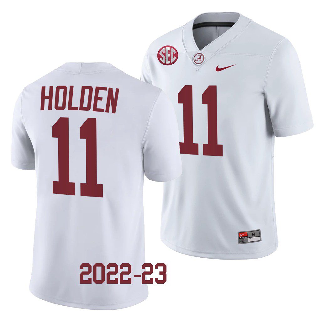 Men's Alabama Crimson Tide Traeshon Holden #11 2022-23 White NCAA College Football Jersey